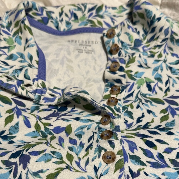 Appleseed's‎ Blue and Green Leaf Print Shirt - Picture 9 of 9